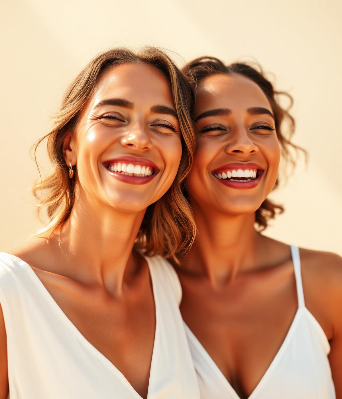 Friends with glowing tans